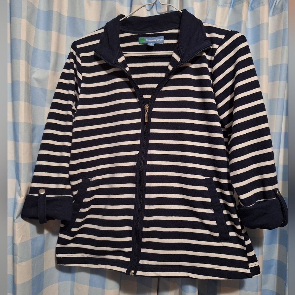 Cottonwood Canyon Nautica Women's Navy Striped Zip-up Top